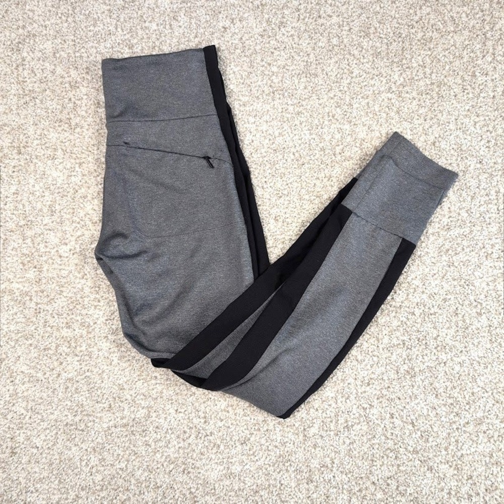 Athleta Essex Hybrid Tight Leggings Womens Small Gray Black Activewear Athletic